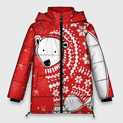 Куртка зимняя женская Новогодний медведь, цвет: 3D-черный