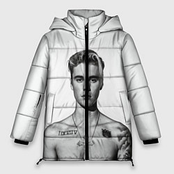Куртка зимняя женская Джастин Бибер Ч/Б, цвет: 3D-черный