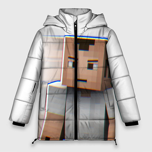 Женская зимняя куртка Minecraft: White Creeper / 3D-Черный – фото 1