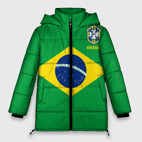 Женская зимняя куртка Сборная Бразилии: зеленая / 3D-Черный – фото 1