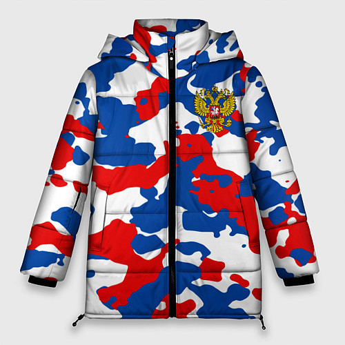 Женская зимняя куртка Герб РФ Милитари / 3D-Черный – фото 1