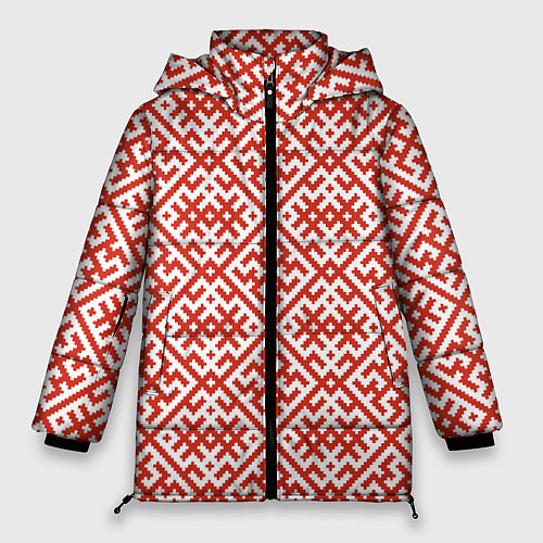 Женская зимняя куртка Духобор: Обережная вышивка / 3D-Черный – фото 1