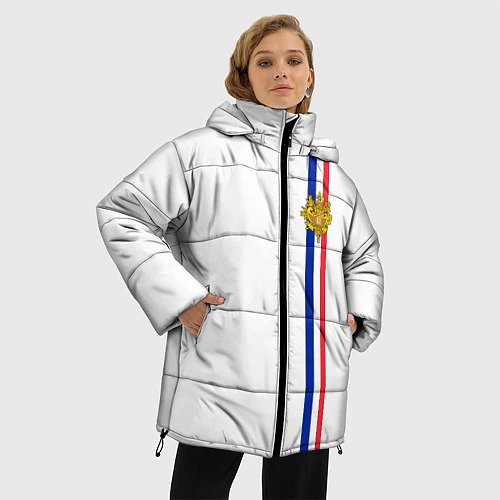 Женская зимняя куртка Франция: лента с гербом / 3D-Светло-серый – фото 3