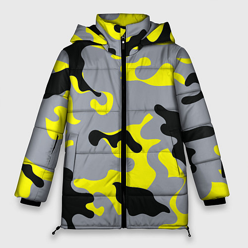 Женская зимняя куртка Yellow & Grey Camouflage / 3D-Красный – фото 1