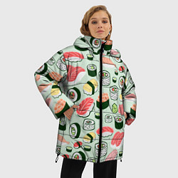 Куртка зимняя женская Любитель суши, цвет: 3D-черный — фото 2