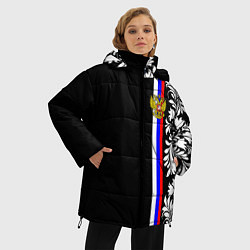 Куртка зимняя женская Россия: цветочная коллекция, цвет: 3D-черный — фото 2