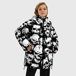 Куртка зимняя женская Черепа ужаса, цвет: 3D-черный — фото 2