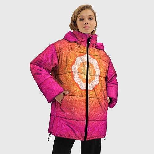 Женская зимняя куртка Солнечная мандала / 3D-Светло-серый – фото 3