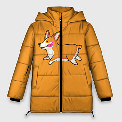 Куртка зимняя женская Бегущий корги, цвет: 3D-красный