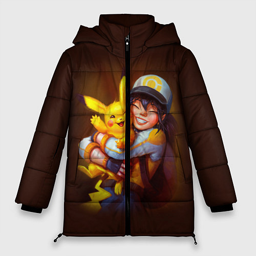 Женская зимняя куртка Эш и пикачу / 3D-Черный – фото 1