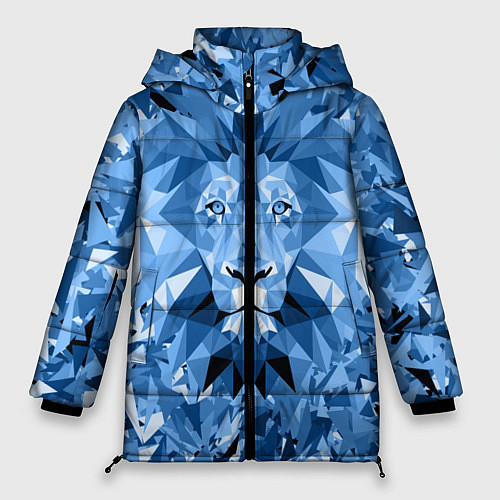 Женская зимняя куртка Сине-бело-голубой лев / 3D-Черный – фото 1