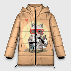Куртка зимняя женская Raccoon Love Coffee, цвет: 3D-красный