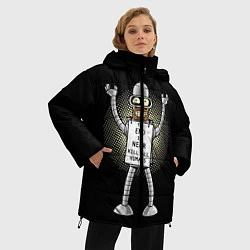 Куртка зимняя женская Kill All Humans, цвет: 3D-черный — фото 2