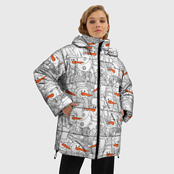Куртка зимняя женская Зимние снеговики, цвет: 3D-красный — фото 2