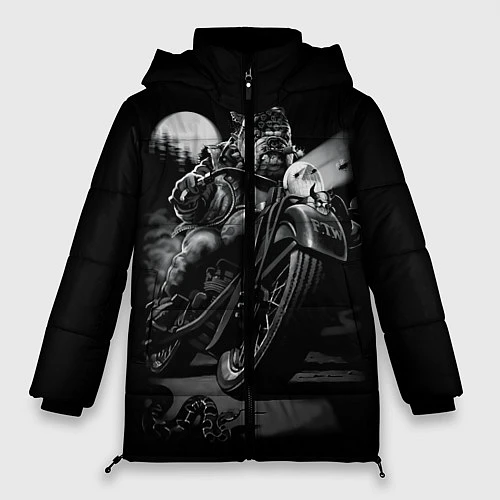 Женская зимняя куртка Бульдог-байкер / 3D-Черный – фото 1