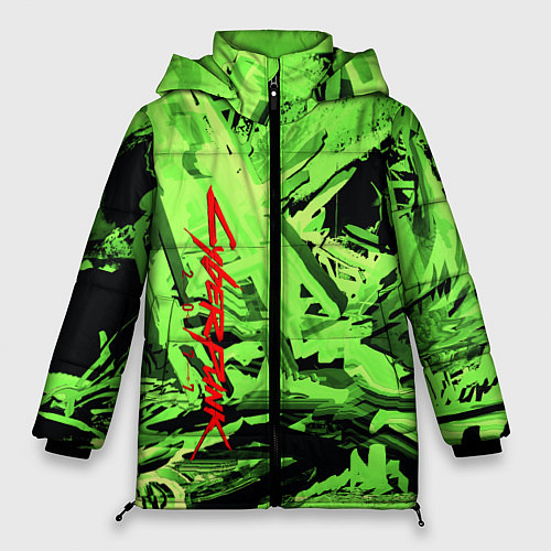 Женская зимняя куртка Cyberpunk 2077: Green Breaks / 3D-Черный – фото 1