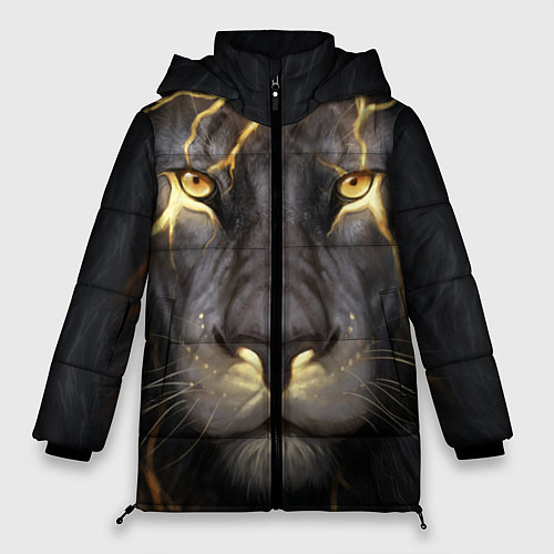 Женская зимняя куртка Лев с молнией / 3D-Черный – фото 1
