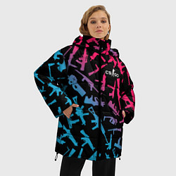 Куртка зимняя женская CS:GO Neon Weapons, цвет: 3D-светло-серый — фото 2