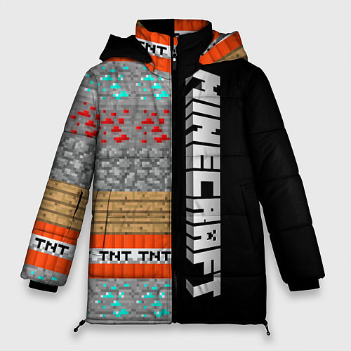 Женская зимняя куртка Minecraft Blocks / 3D-Черный – фото 1
