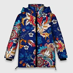 Куртка зимняя женская Экзотический орнамент, цвет: 3D-черный