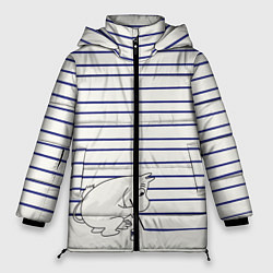 Куртка зимняя женская Муми-тролль рисует полосы, цвет: 3D-черный