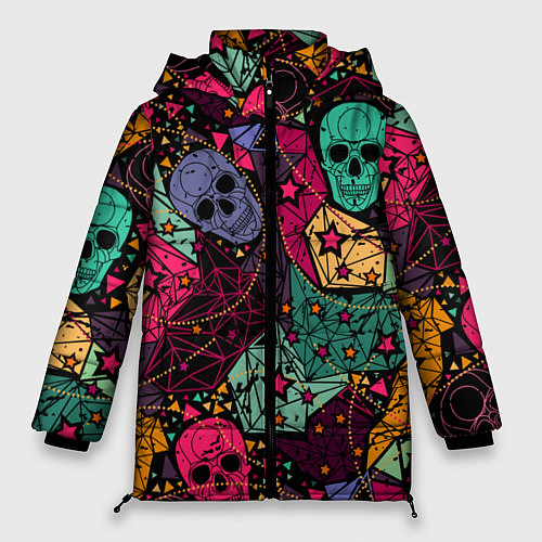 Женская зимняя куртка Маскарад черепов / 3D-Черный – фото 1