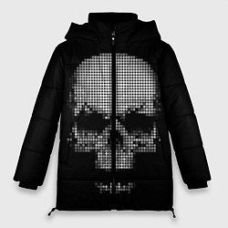 Куртка зимняя женская Пиксельный череп, цвет: 3D-черный
