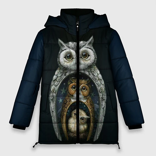 Женская зимняя куртка Сова-матрешка / 3D-Светло-серый – фото 1