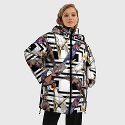 Куртка зимняя женская Попугаи Какаду, цвет: 3D-черный — фото 2