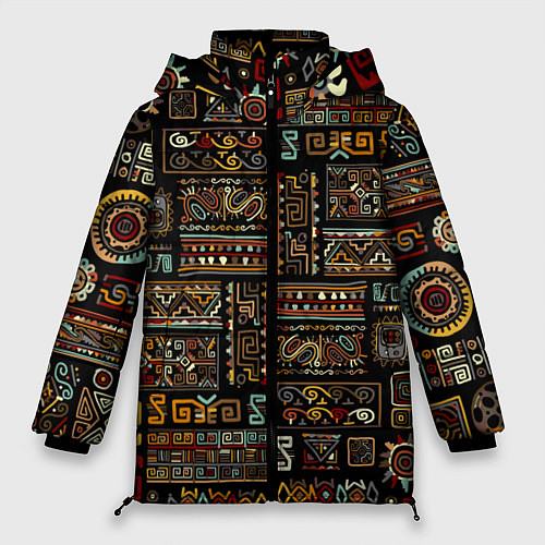 Женская зимняя куртка Этнический орнамент - Африка / 3D-Черный – фото 1