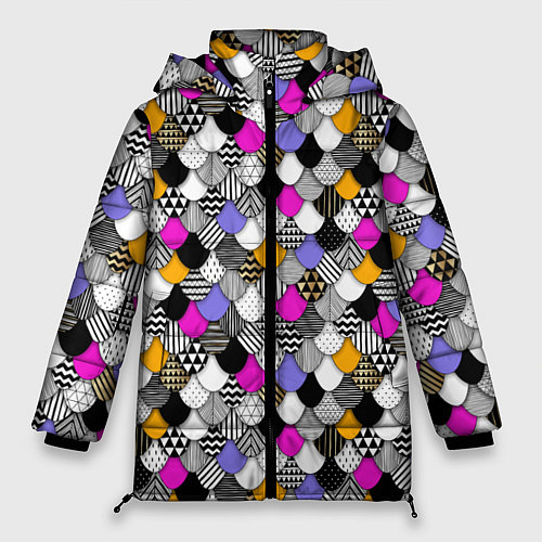 Женская зимняя куртка Цветная чешуя / 3D-Черный – фото 1