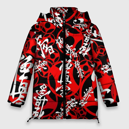 Женская зимняя куртка Каратэ киокушинкай паттерн / 3D-Черный – фото 1
