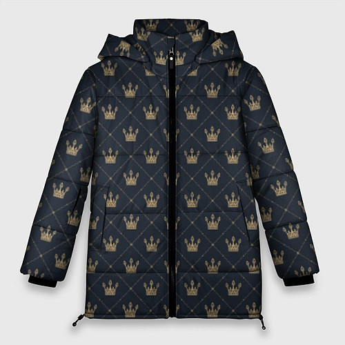 Женская зимняя куртка Короны - паттерн / 3D-Черный – фото 1
