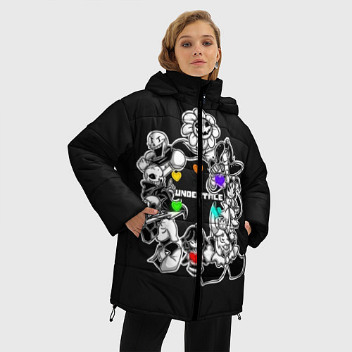 Женская зимняя куртка Undertale / 3D-Светло-серый – фото 3