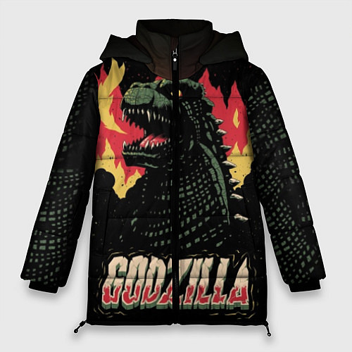 Женская зимняя куртка Flame Godzilla / 3D-Черный – фото 1