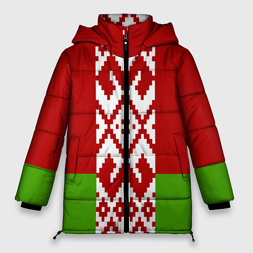 Женская зимняя куртка Беларусь флаг / 3D-Красный – фото 1