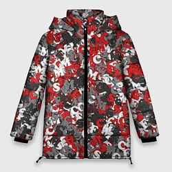 Куртка зимняя женская Камуфляж с буквами F C S M, цвет: 3D-черный