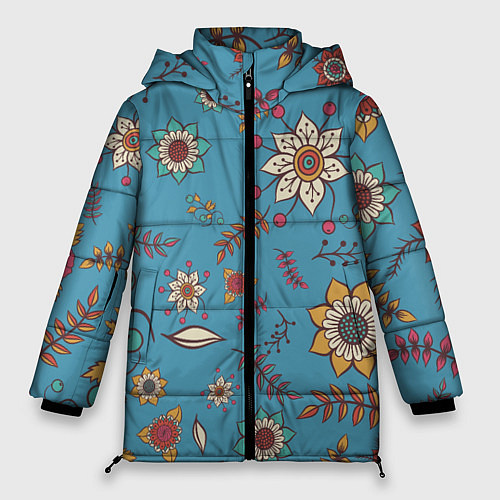 Женская зимняя куртка Цветочный рай узор / 3D-Светло-серый – фото 1
