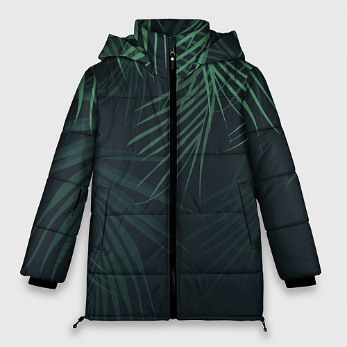 Женская зимняя куртка Пальмовый узор / 3D-Черный – фото 1