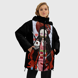 Куртка зимняя женская Клинок рассекающий демонов, цвет: 3D-красный — фото 2