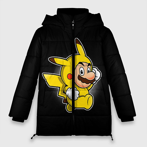Женская зимняя куртка Марио в костюме пикачу / 3D-Черный – фото 1
