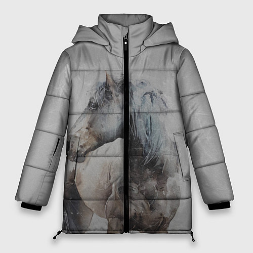 Женская зимняя куртка Лошадь / 3D-Черный – фото 1