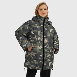 Куртка зимняя женская Пиксельный камуфляж, цвет: 3D-черный — фото 2