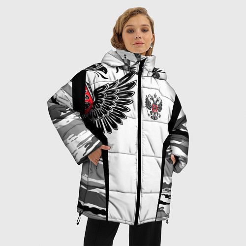 Женская зимняя куртка Камуфляж Россия / 3D-Светло-серый – фото 3