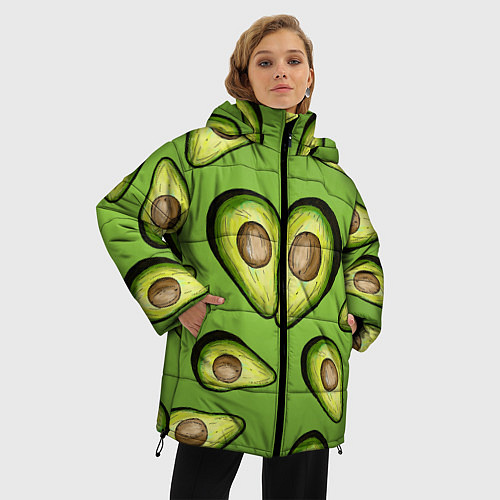 Женская зимняя куртка Люблю авокадо / 3D-Светло-серый – фото 3