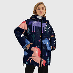 Куртка зимняя женская ЕДИНОРОЖКИ, цвет: 3D-черный — фото 2