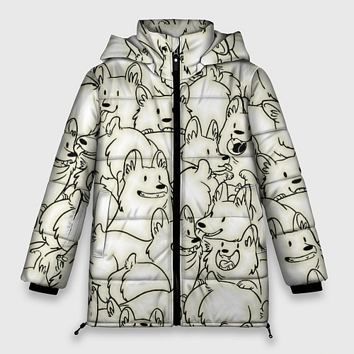Женская зимняя куртка Корги ЧБ / 3D-Черный – фото 1