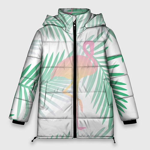 Женская зимняя куртка Фламинго в джунглях / 3D-Черный – фото 1