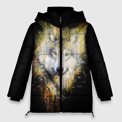 Женская зимняя куртка Волчий тотем / 3D-Черный – фото 1