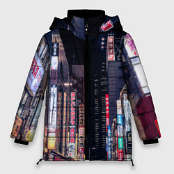 Куртка зимняя женская Ночной Токио, цвет: 3D-черный